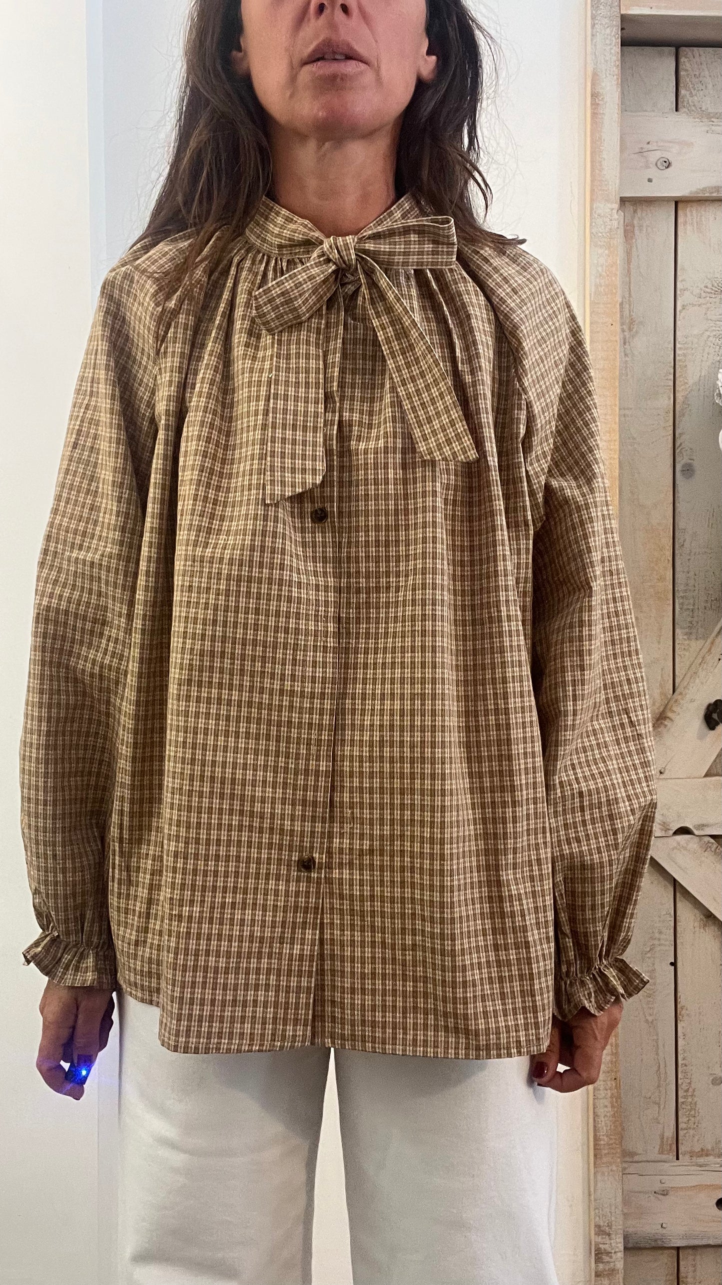 Camicia di cotone micro quadretti