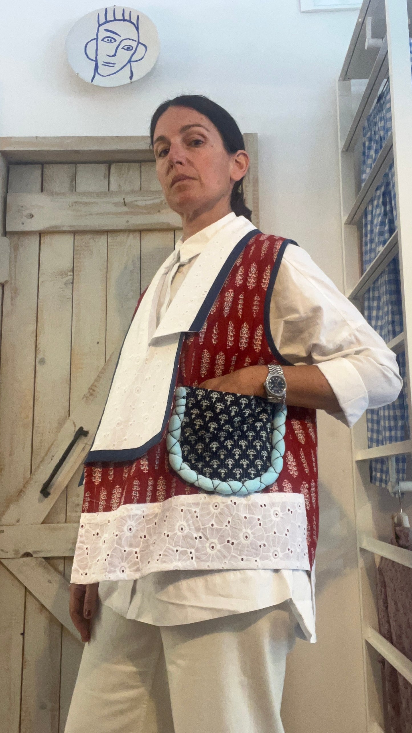 Gilet di cotone con micro stampa