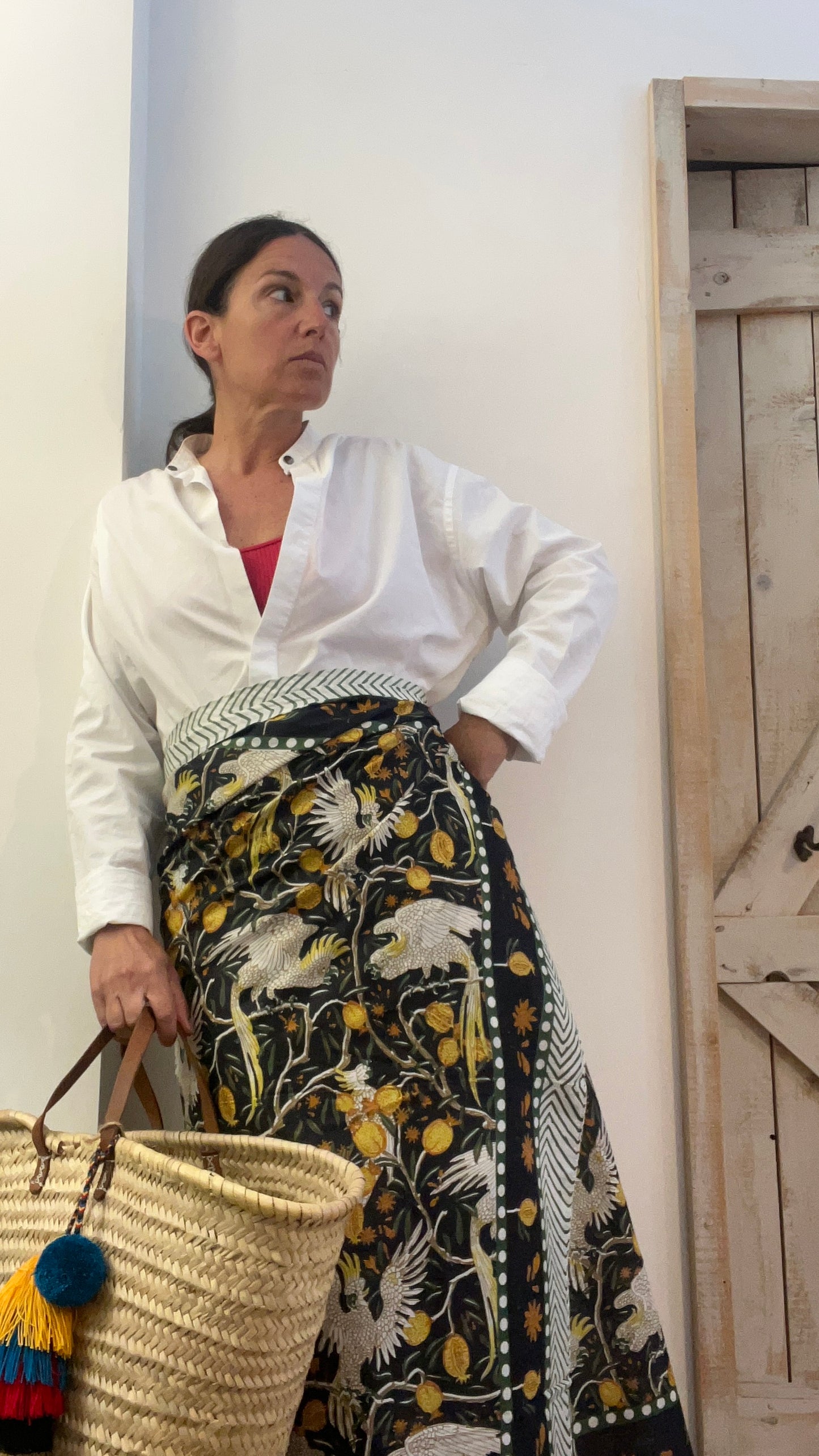 Pareo di cotone stampato a mano