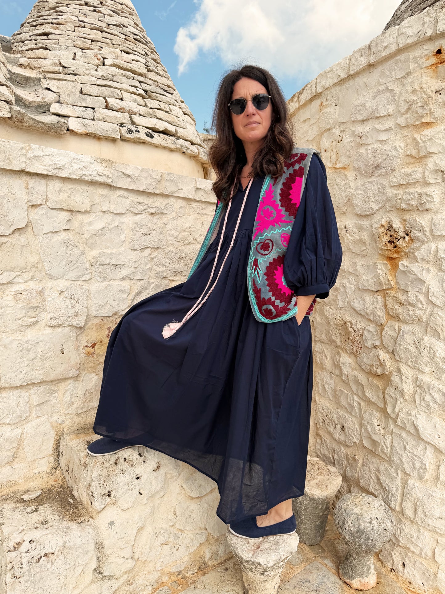 Abito di cotone tinta unita