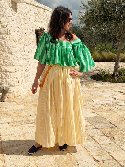 Maxi gonna di cotone con righe
