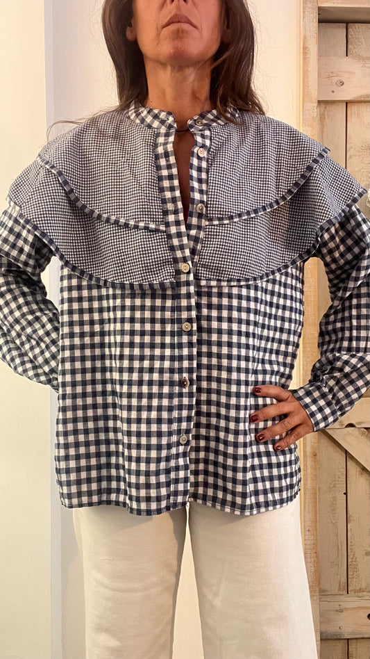 Camicia Vichy con maxi collo