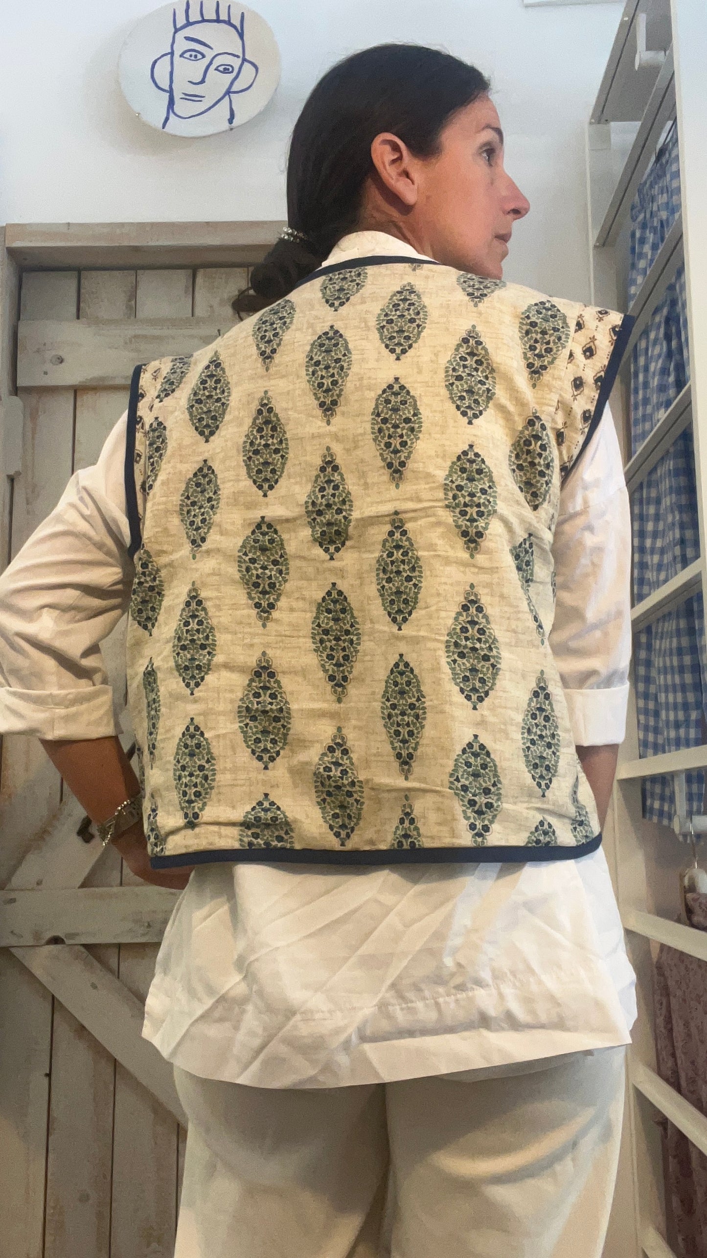 Gilet di cotone con micro stampa