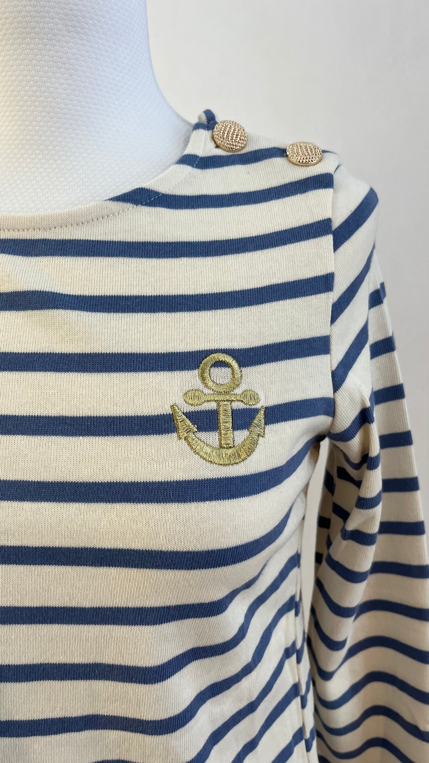 Maglia di cotone a righe con ricamo