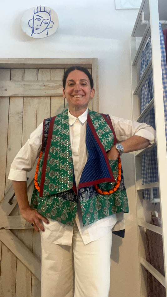 Gilet di cotone con micro stampa