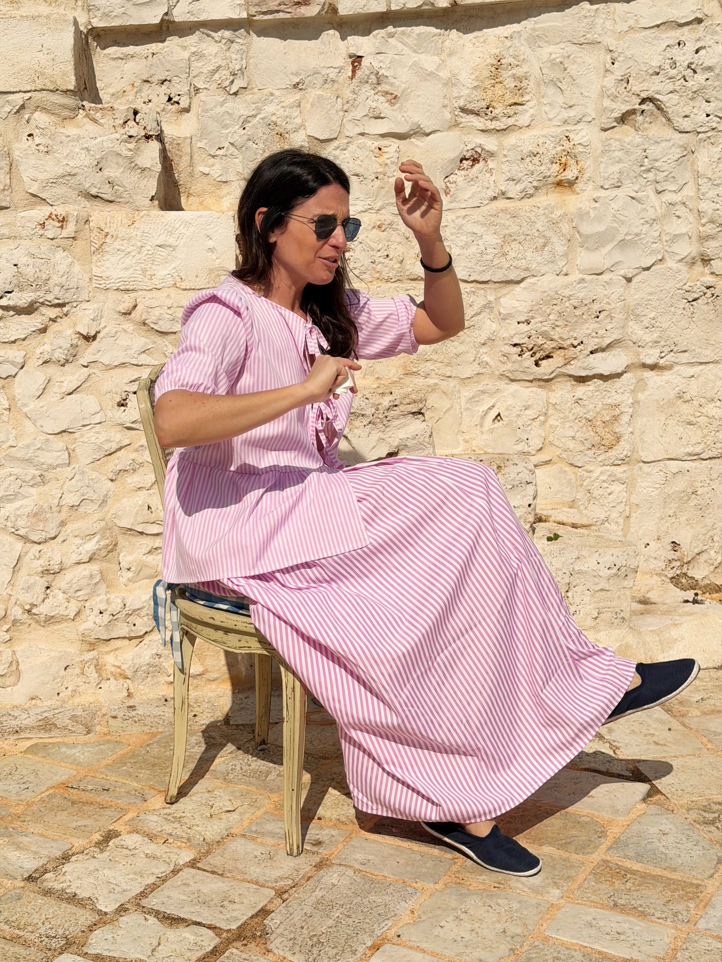 Maxi gonna di cotone con righe