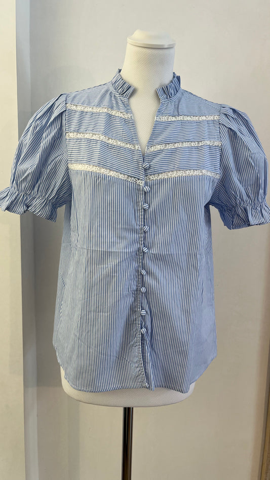 Top di cotone a micro righe