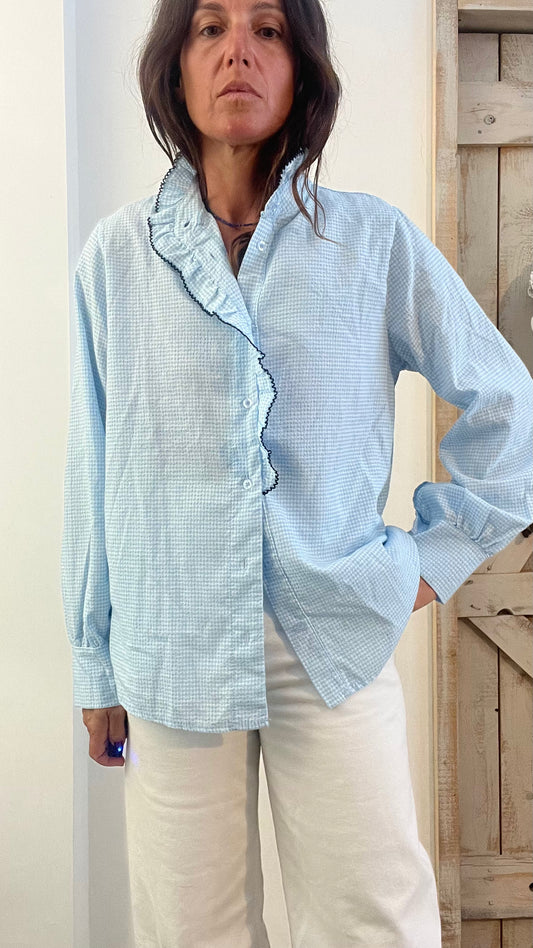 Camicia di cotone seersucker