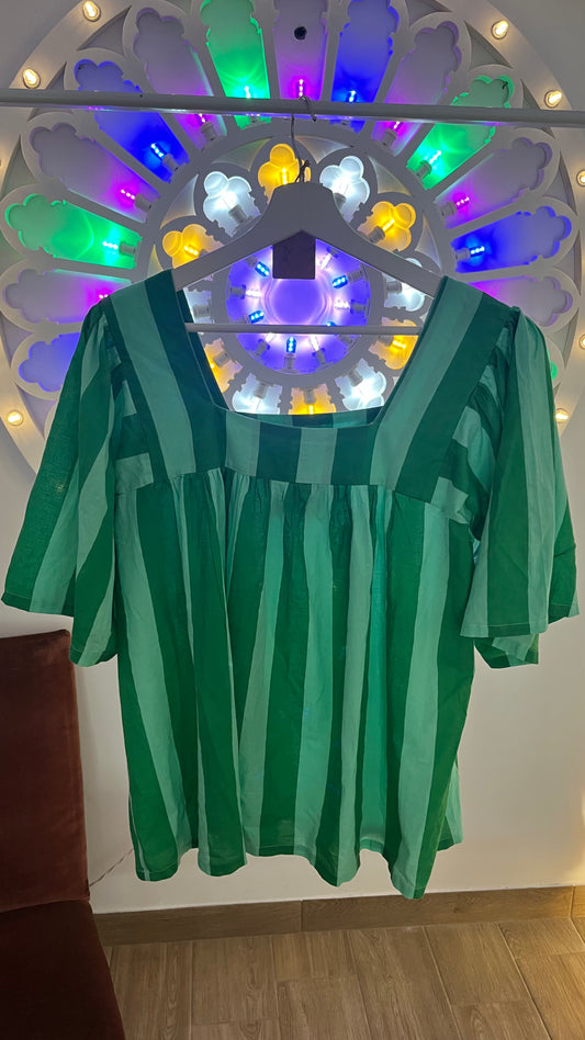 Top di cotone a maxi righe