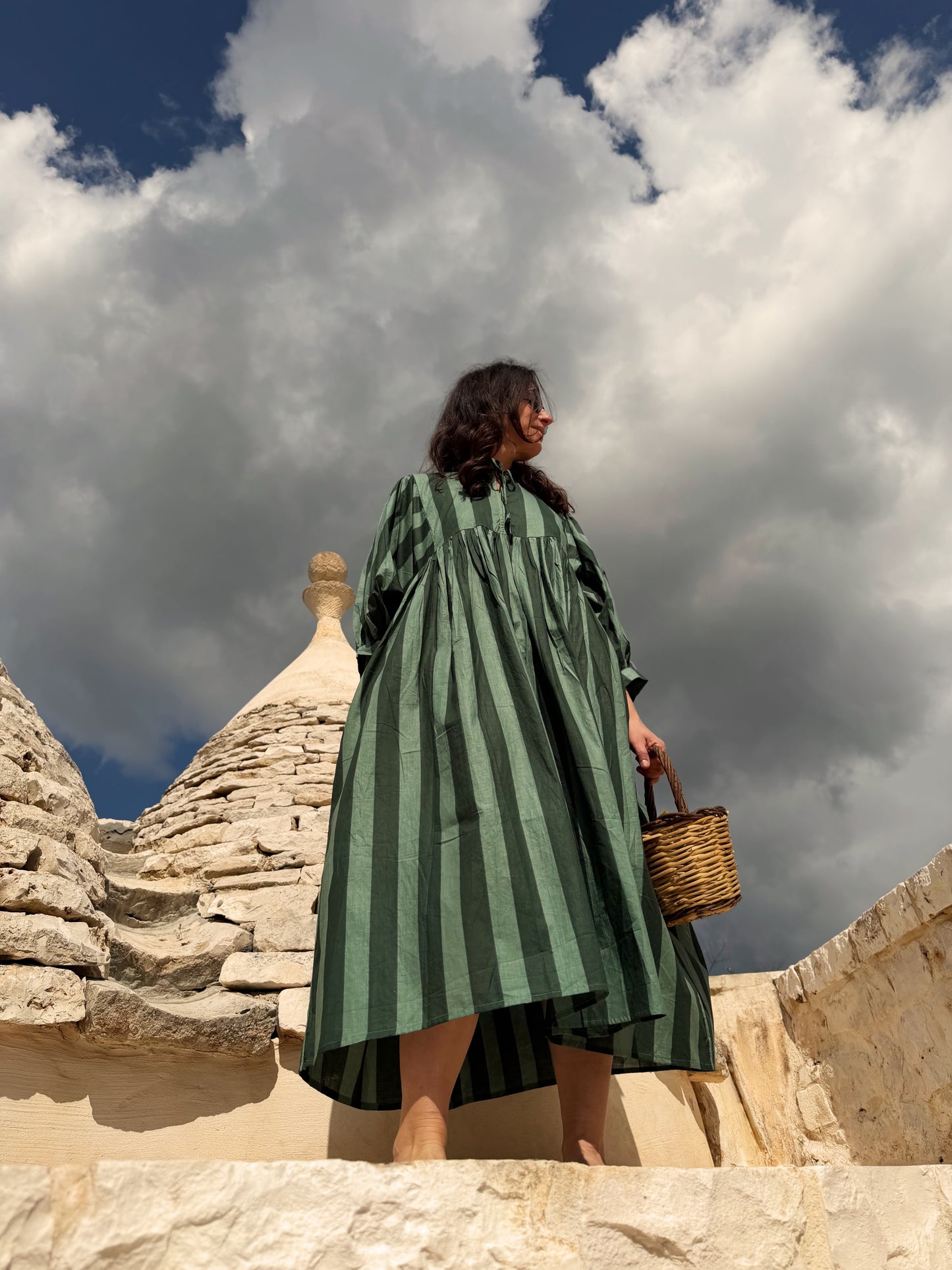 Abito di cotone a maxi righe