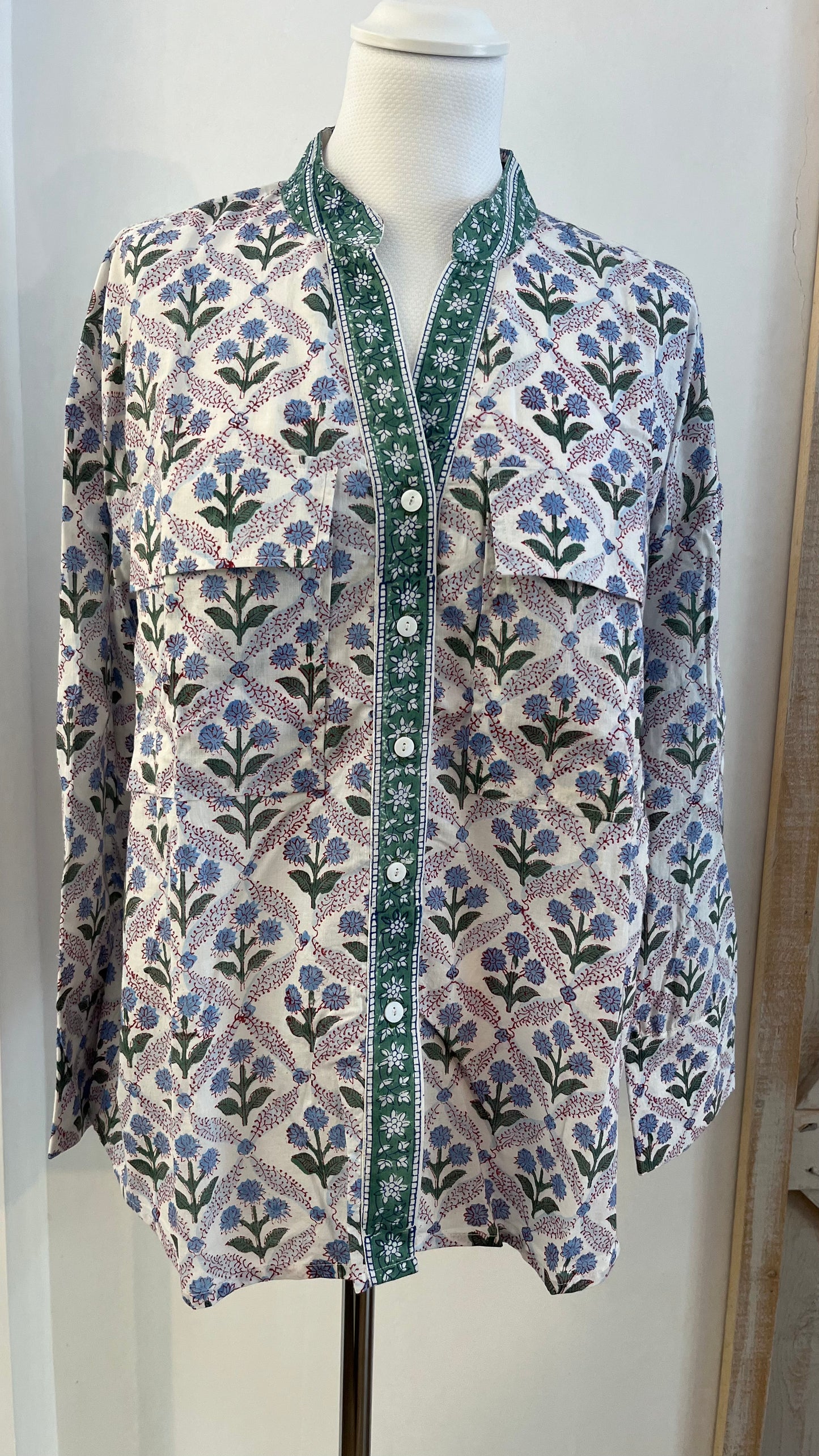 Camicia di cotone stampata a mano