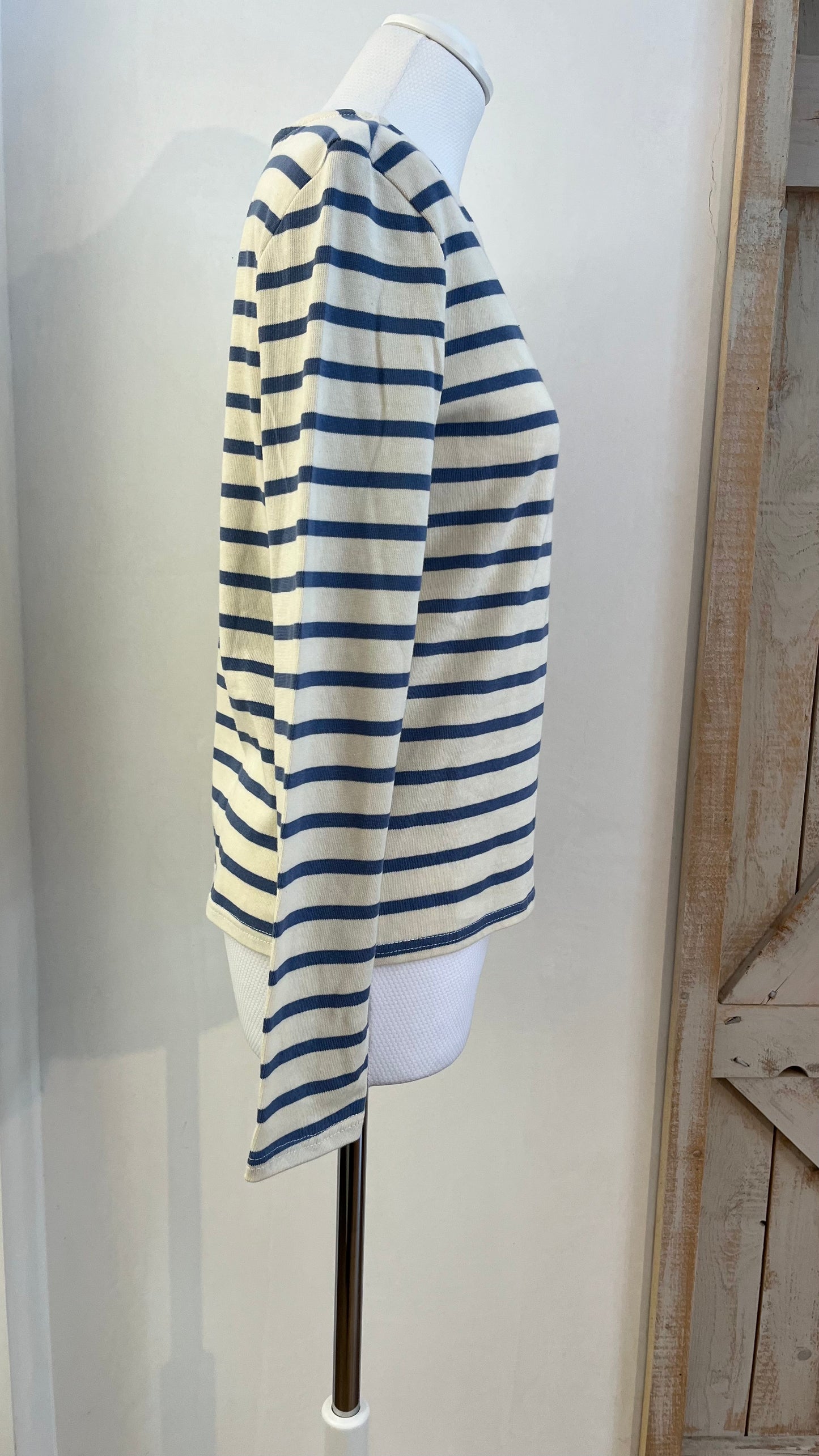 Maglia di cotone a righe con ricamo