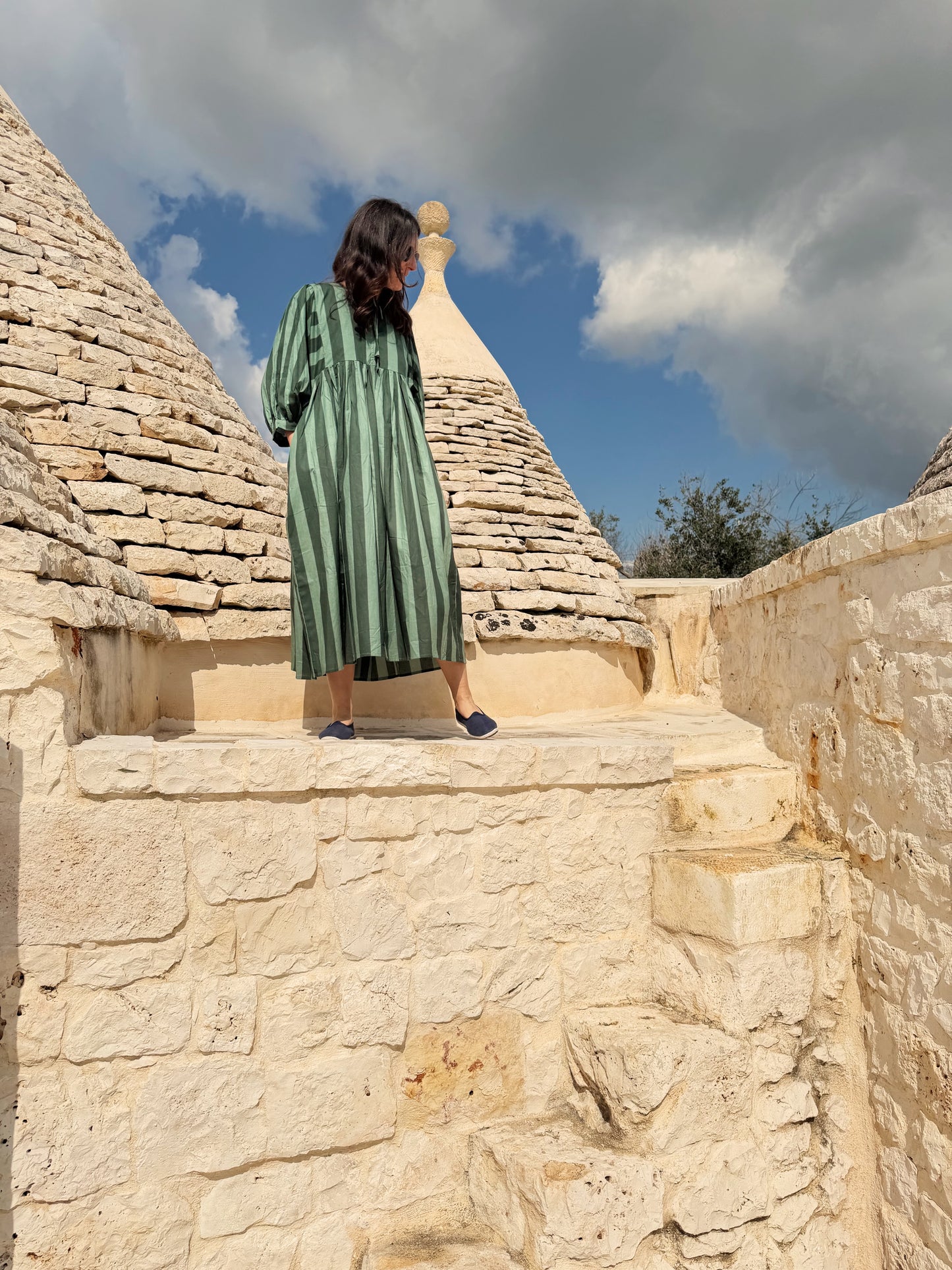 Abito di cotone a maxi righe