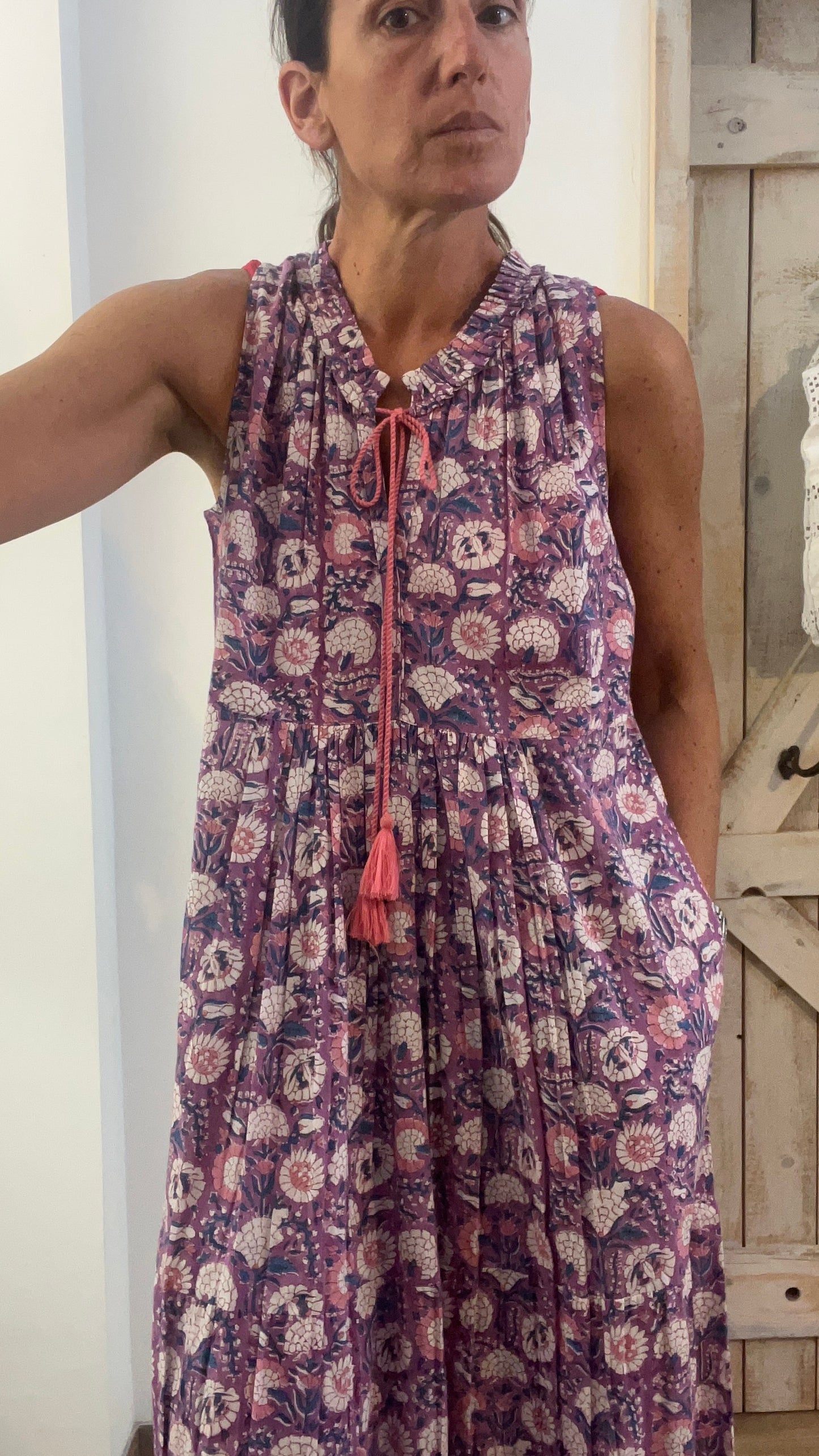 Hand-printed Dea sleeveless dress