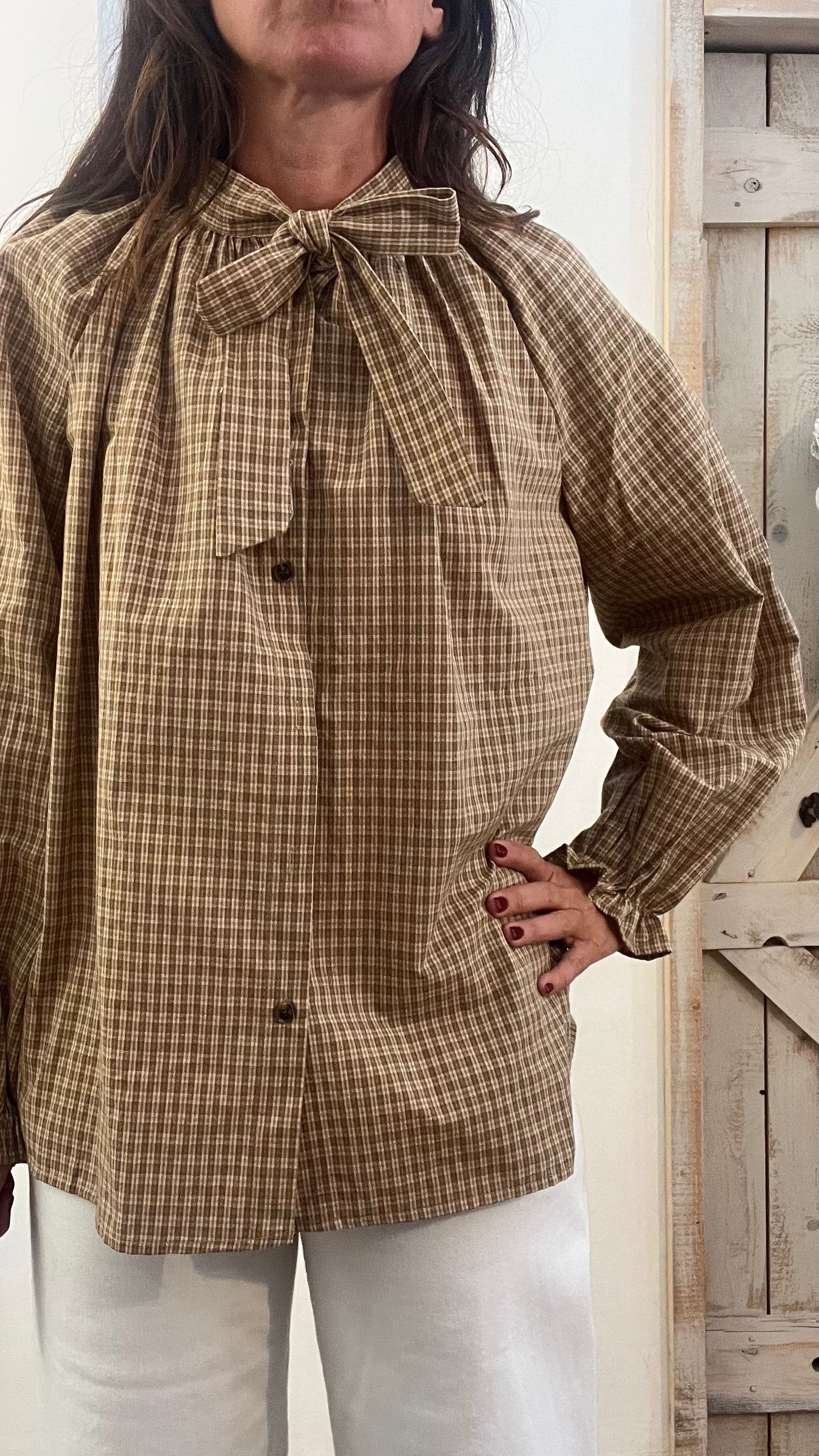 Camicia di cotone micro quadretti