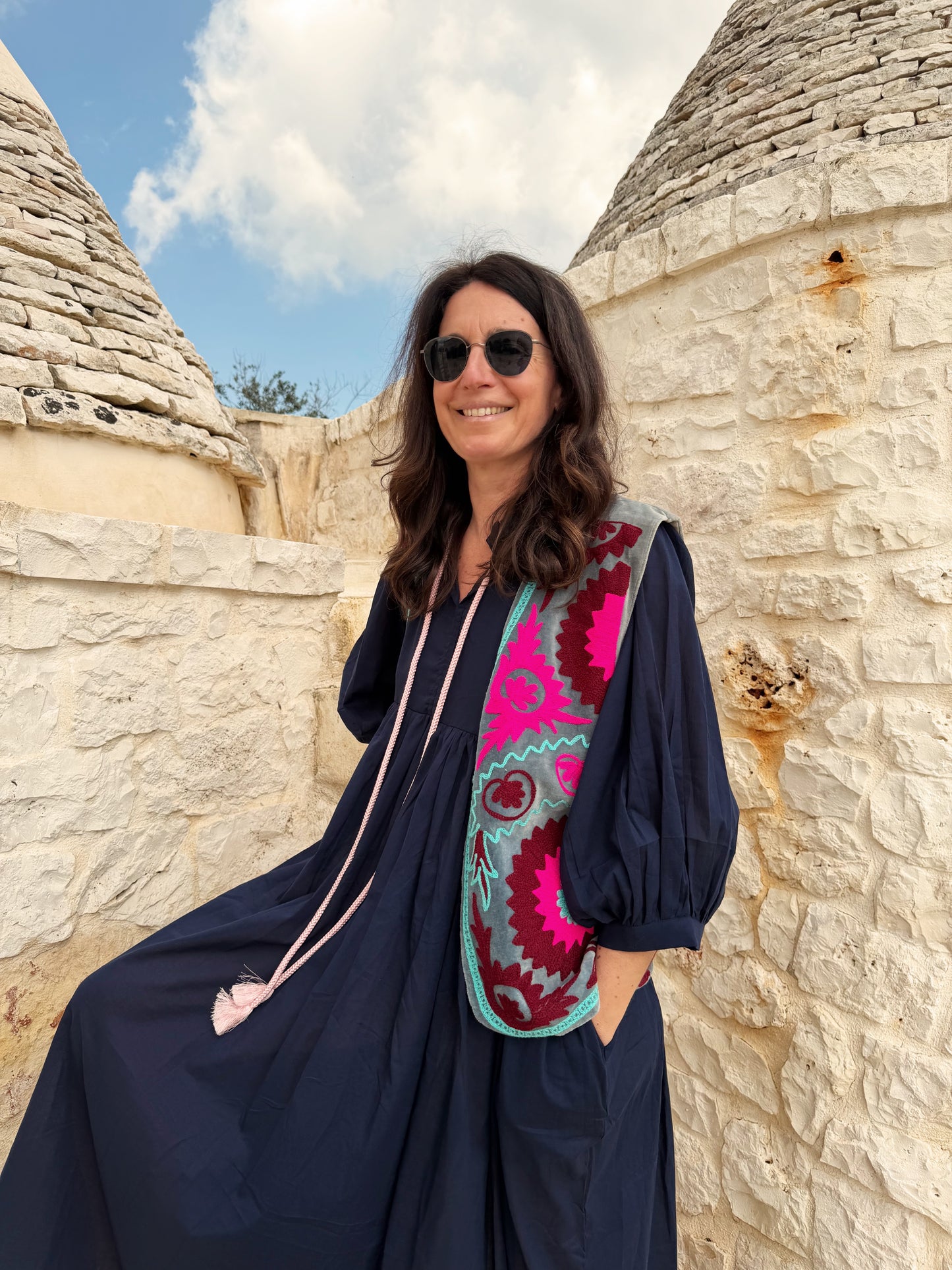 Abito di cotone tinta unita