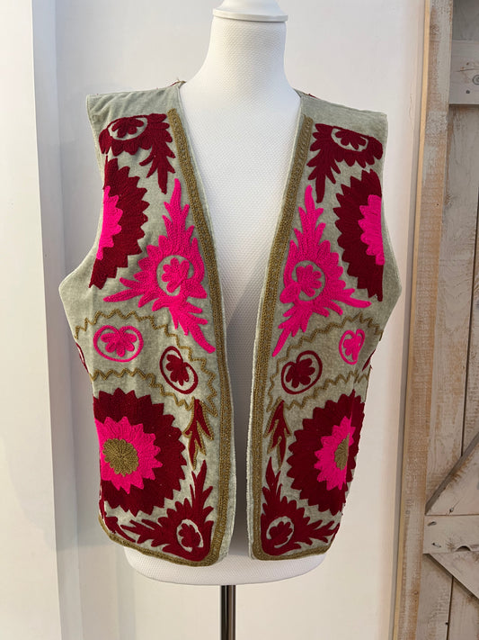 Gilet di velluto ricamato