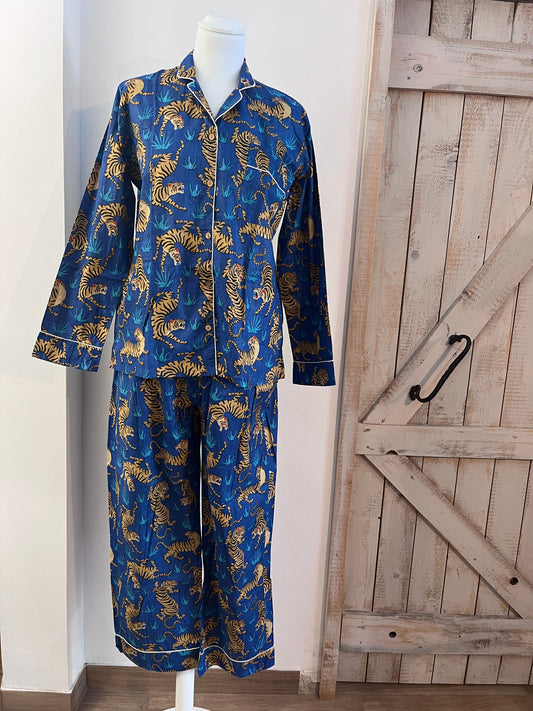 Hand-printed cotton pajamas