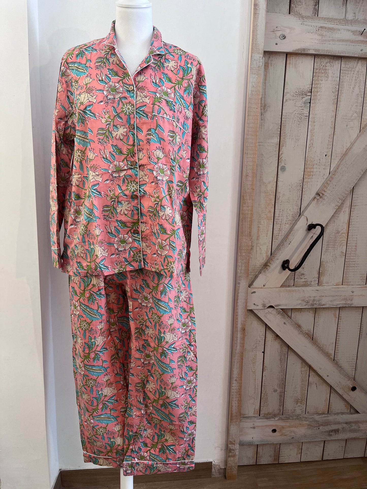 Hand-printed cotton pajamas