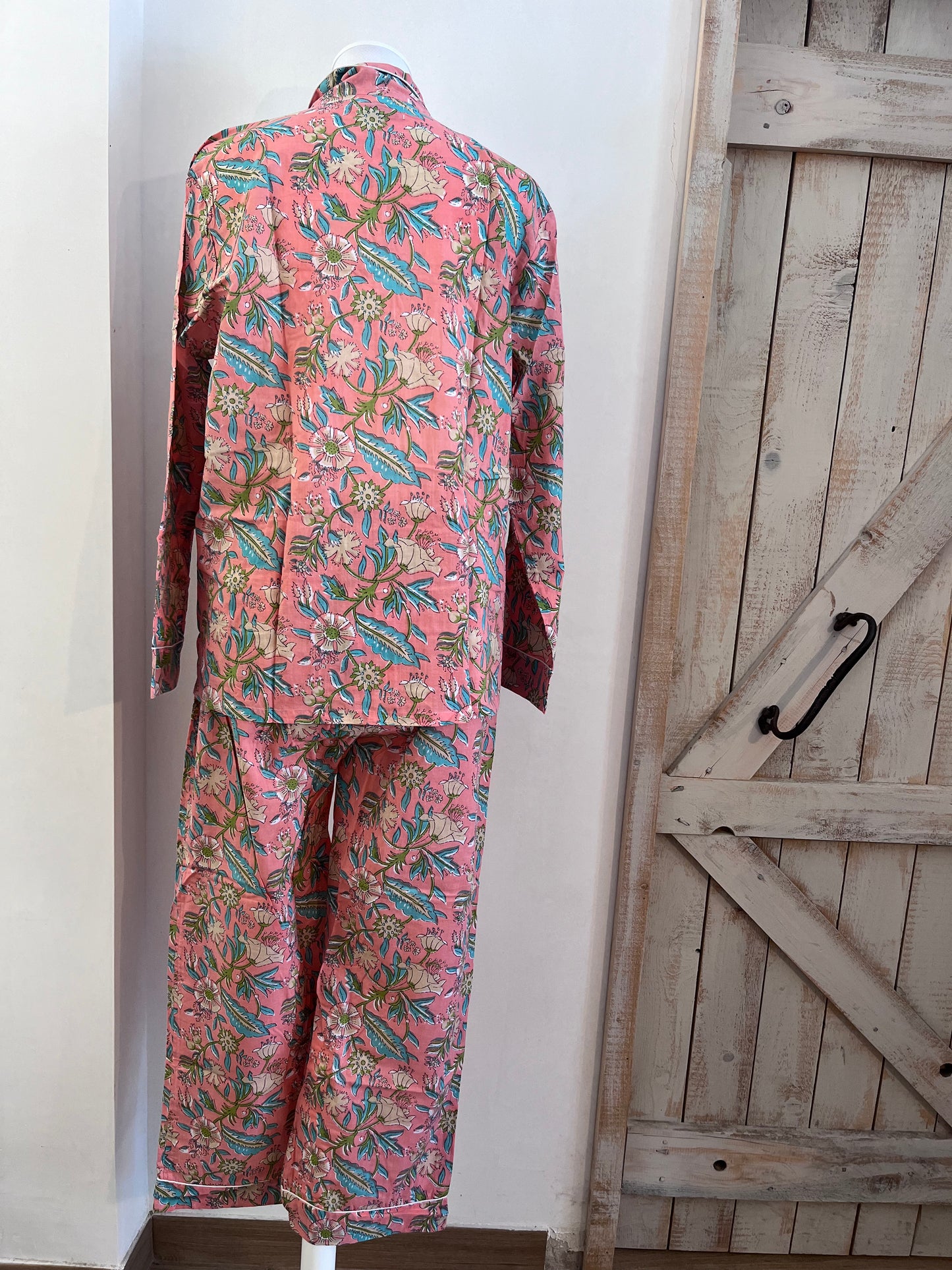 Hand-printed cotton pajamas