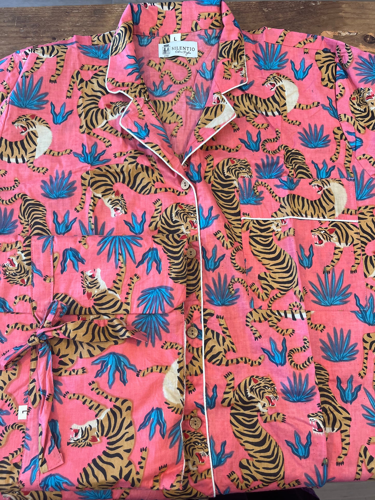 Hand-printed cotton pajamas