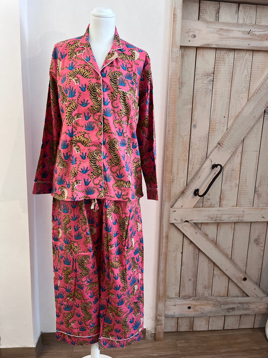 Hand-printed cotton pajamas