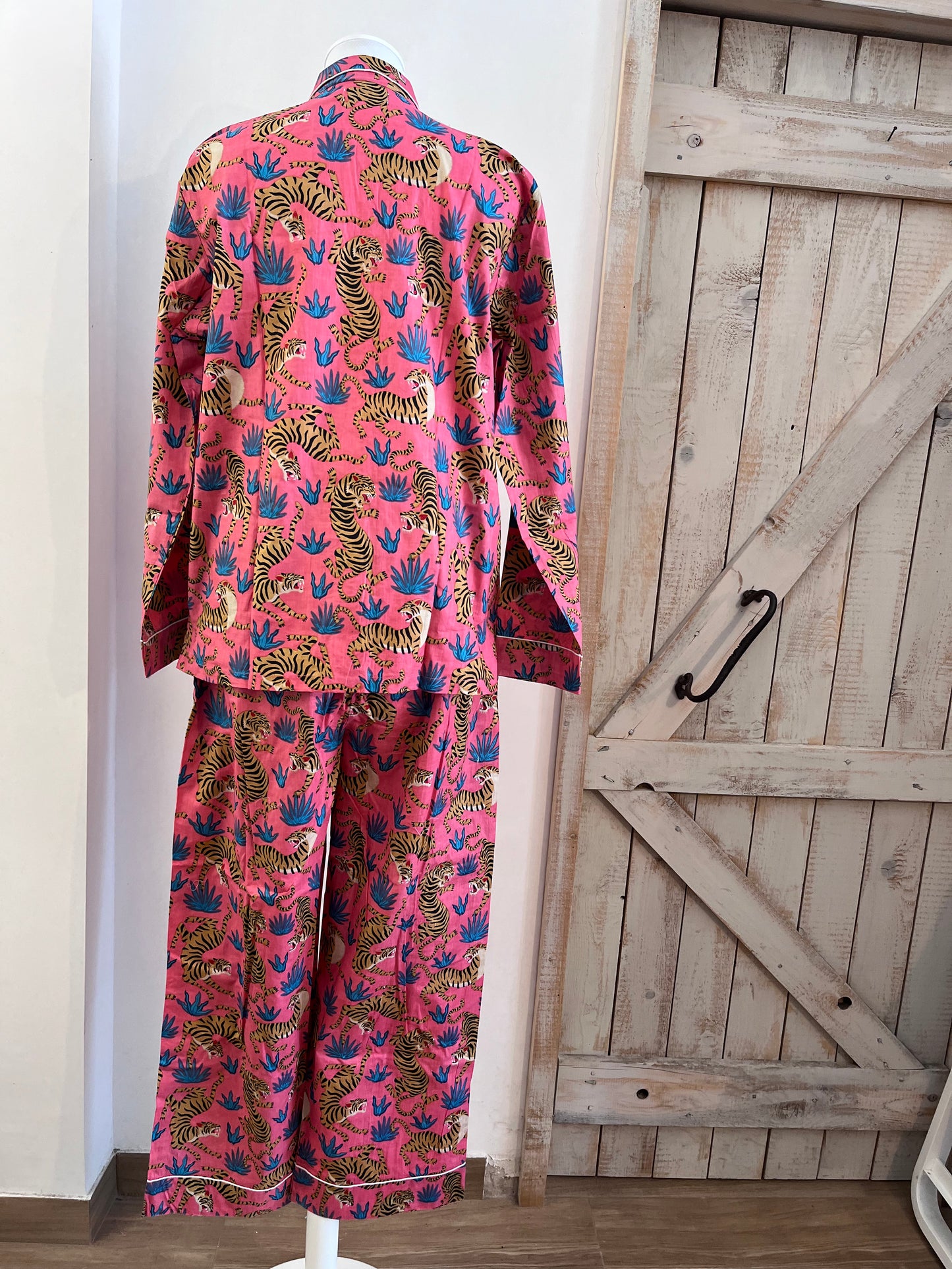 Hand-printed cotton pajamas