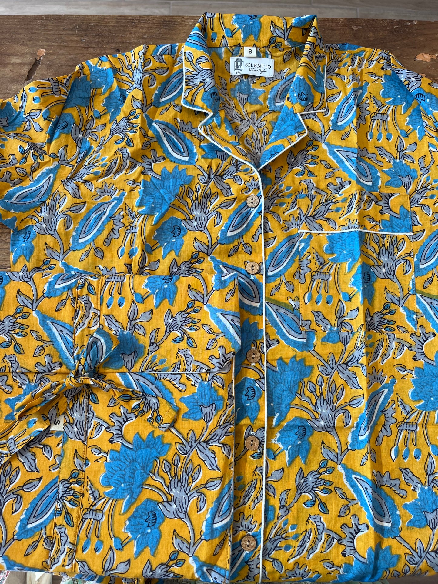 Hand-printed cotton pajamas