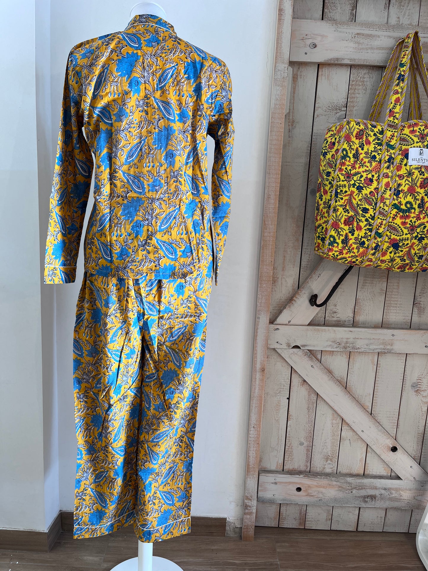 Hand-printed cotton pajamas