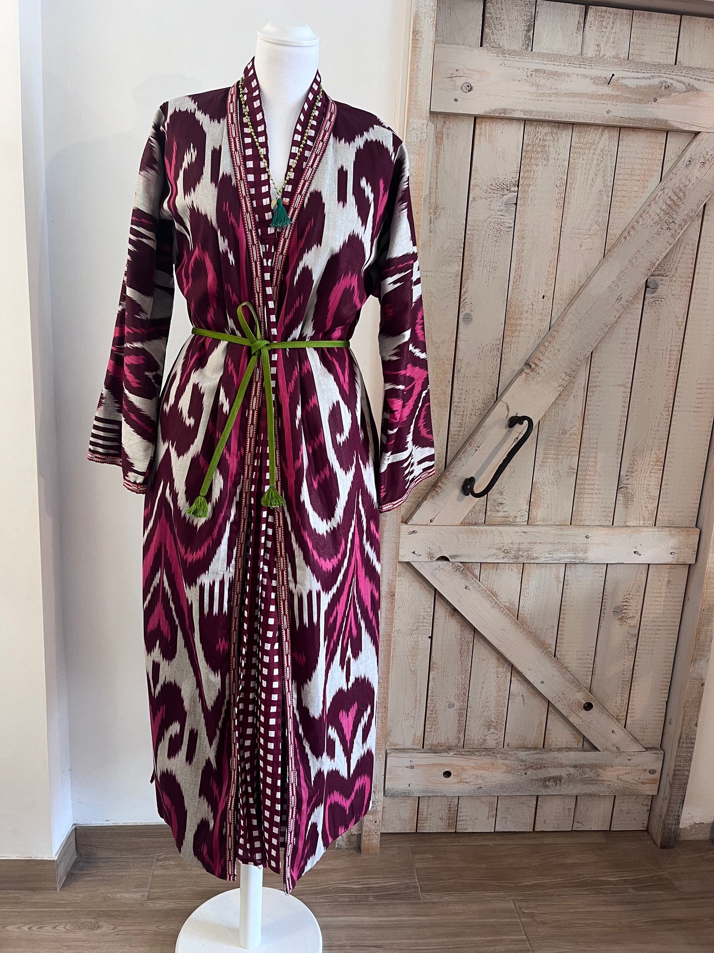 Kaftan with ikat print