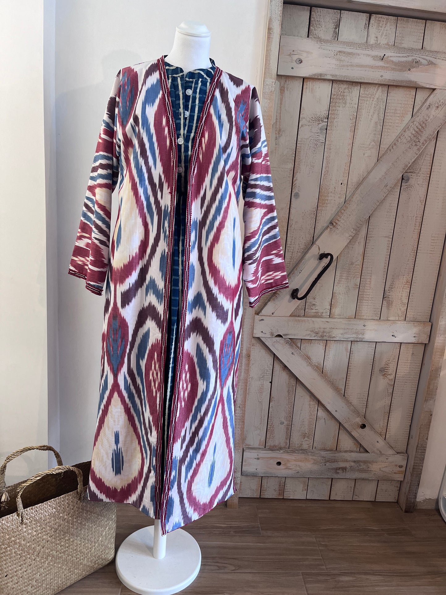 Kaftan with ikat print