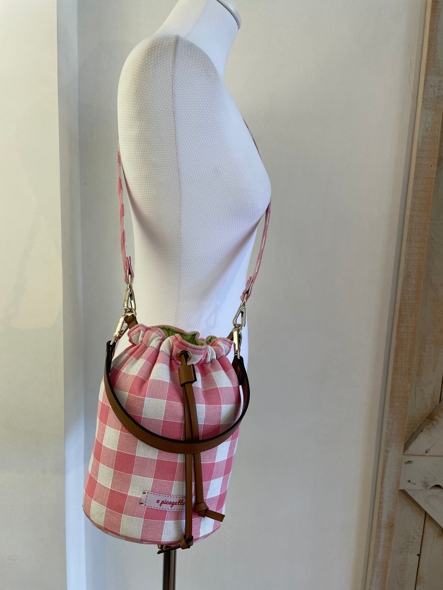 Vichy Cotton Bucket Bag