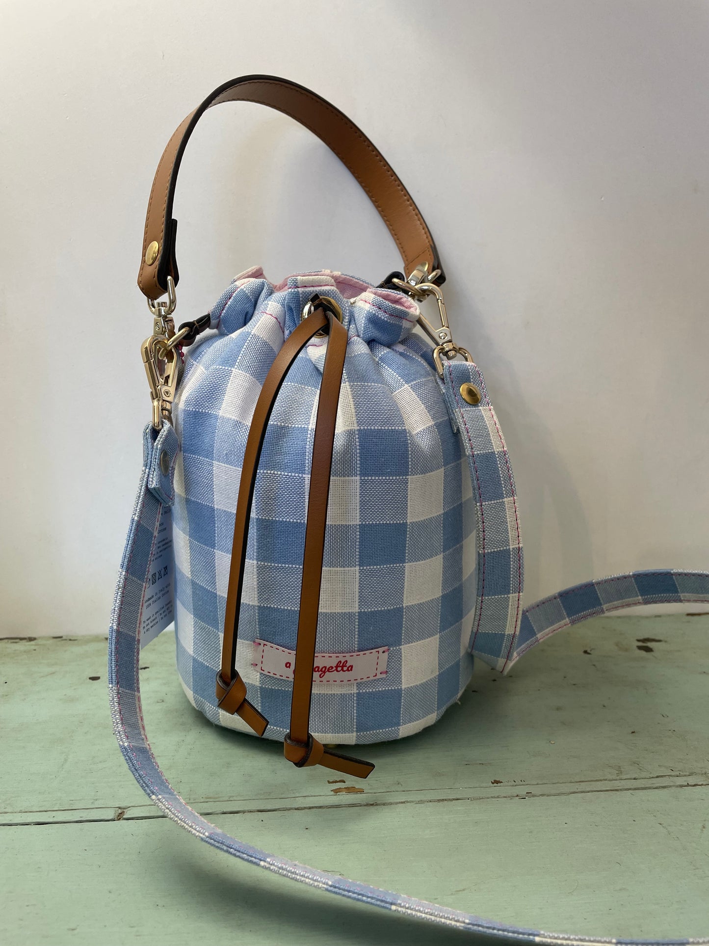 Vichy Cotton Bucket Bag