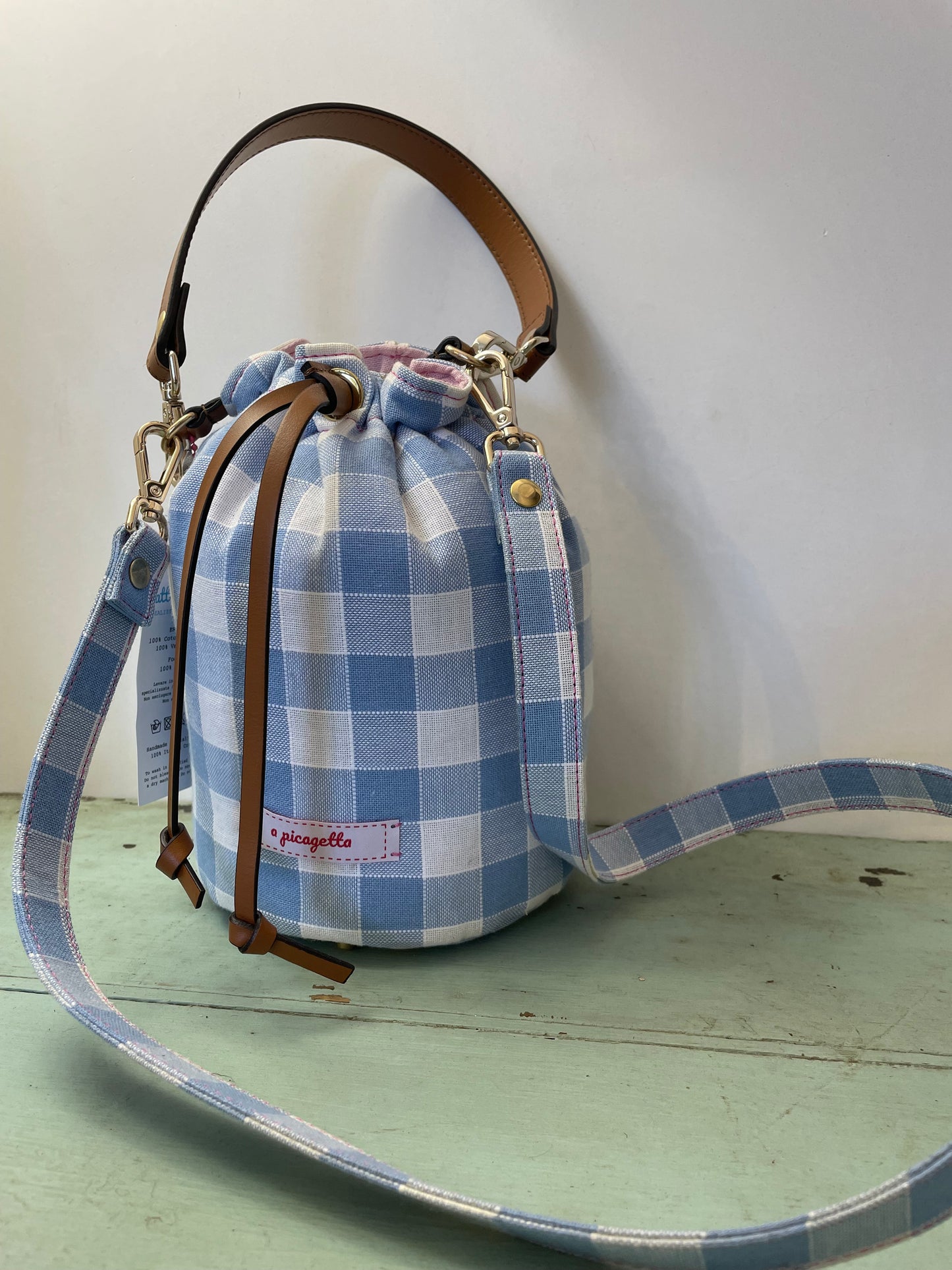 Vichy Cotton Bucket Bag