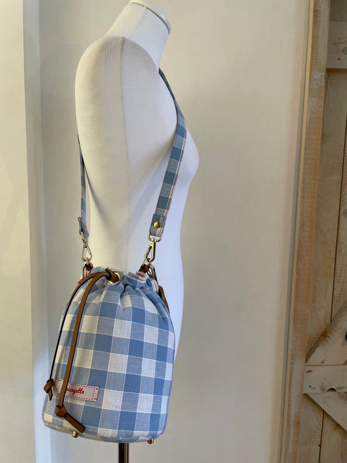 Vichy Cotton Bucket Bag