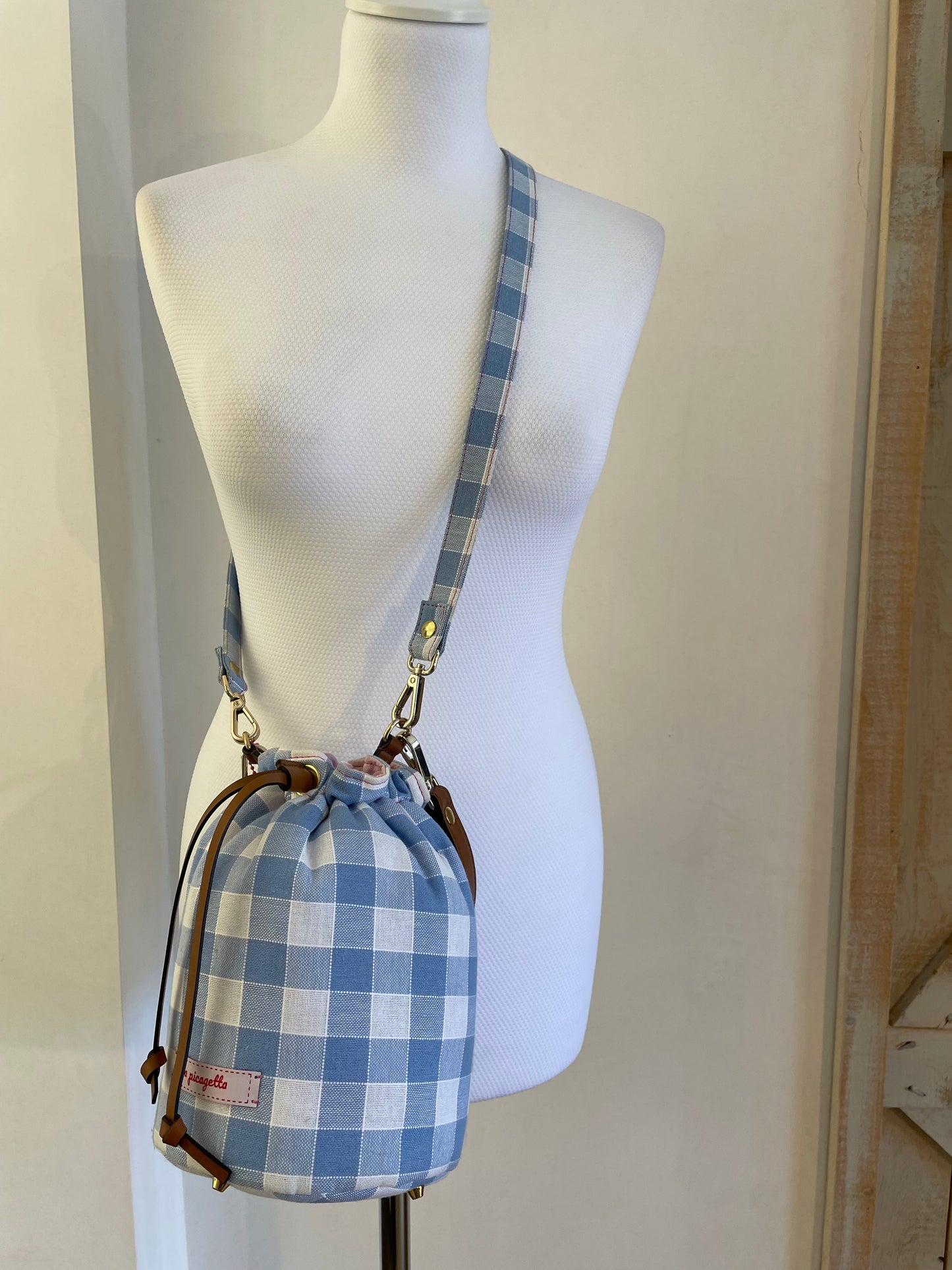 Vichy Cotton Bucket Bag