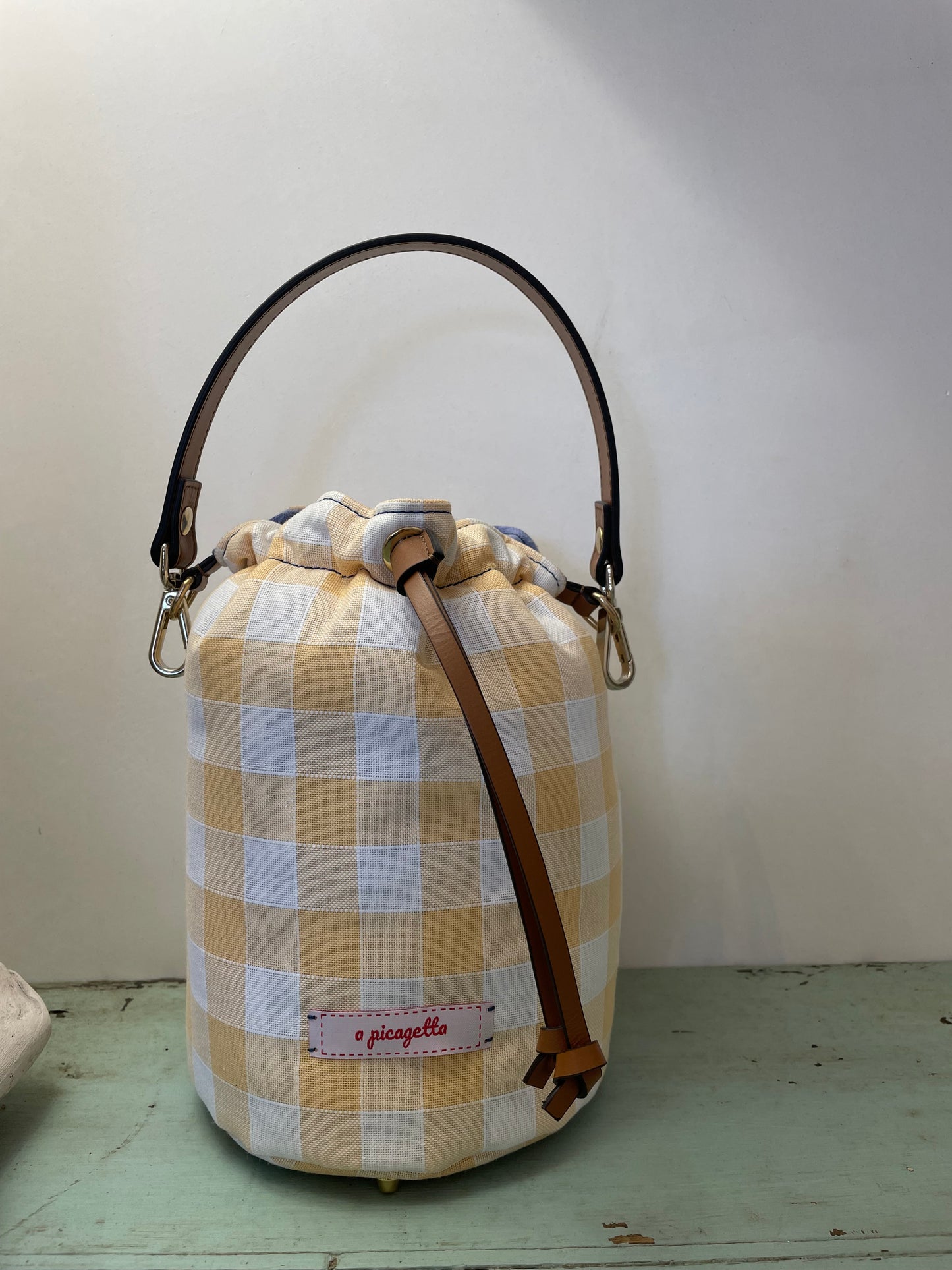 Vichy Cotton Bucket Bag