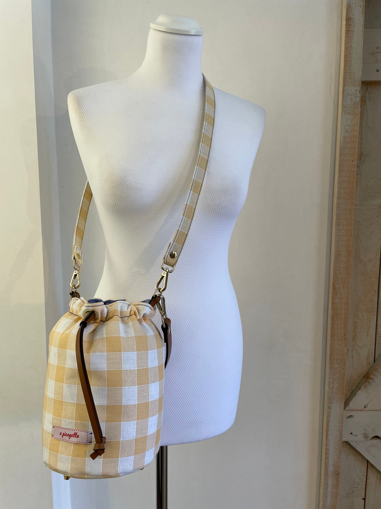 Vichy Cotton Bucket Bag