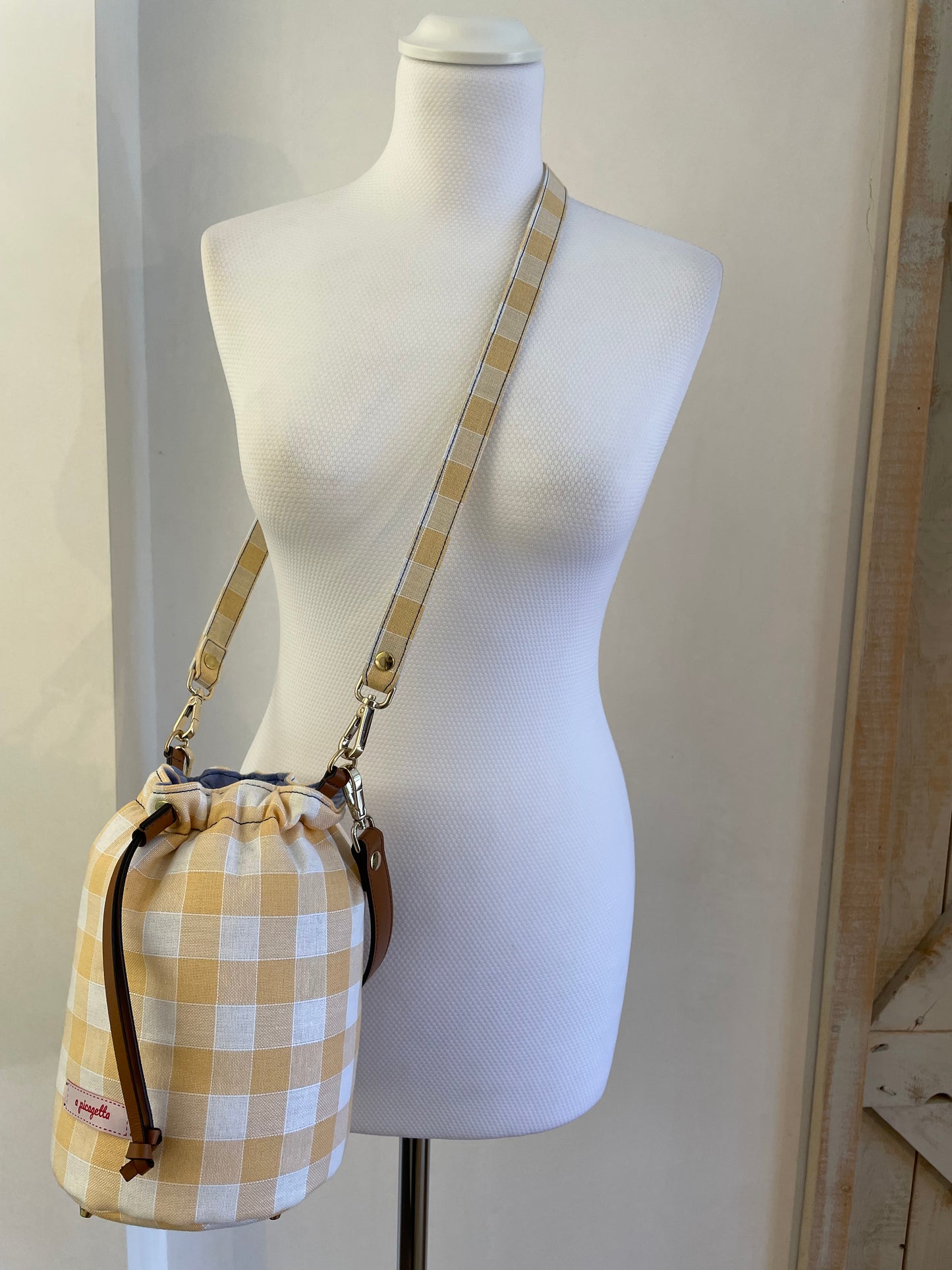 Vichy Cotton Bucket Bag