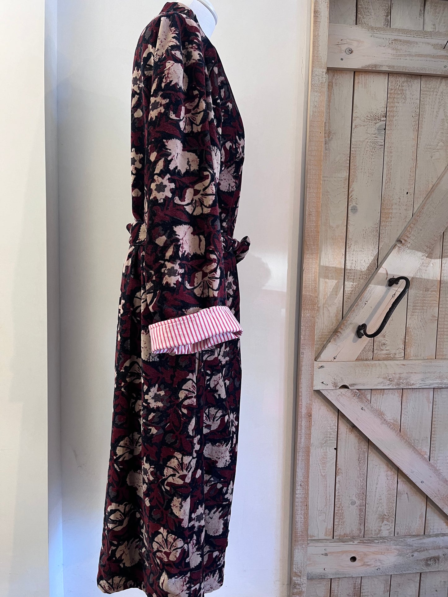 Velvet dressing gown with belt