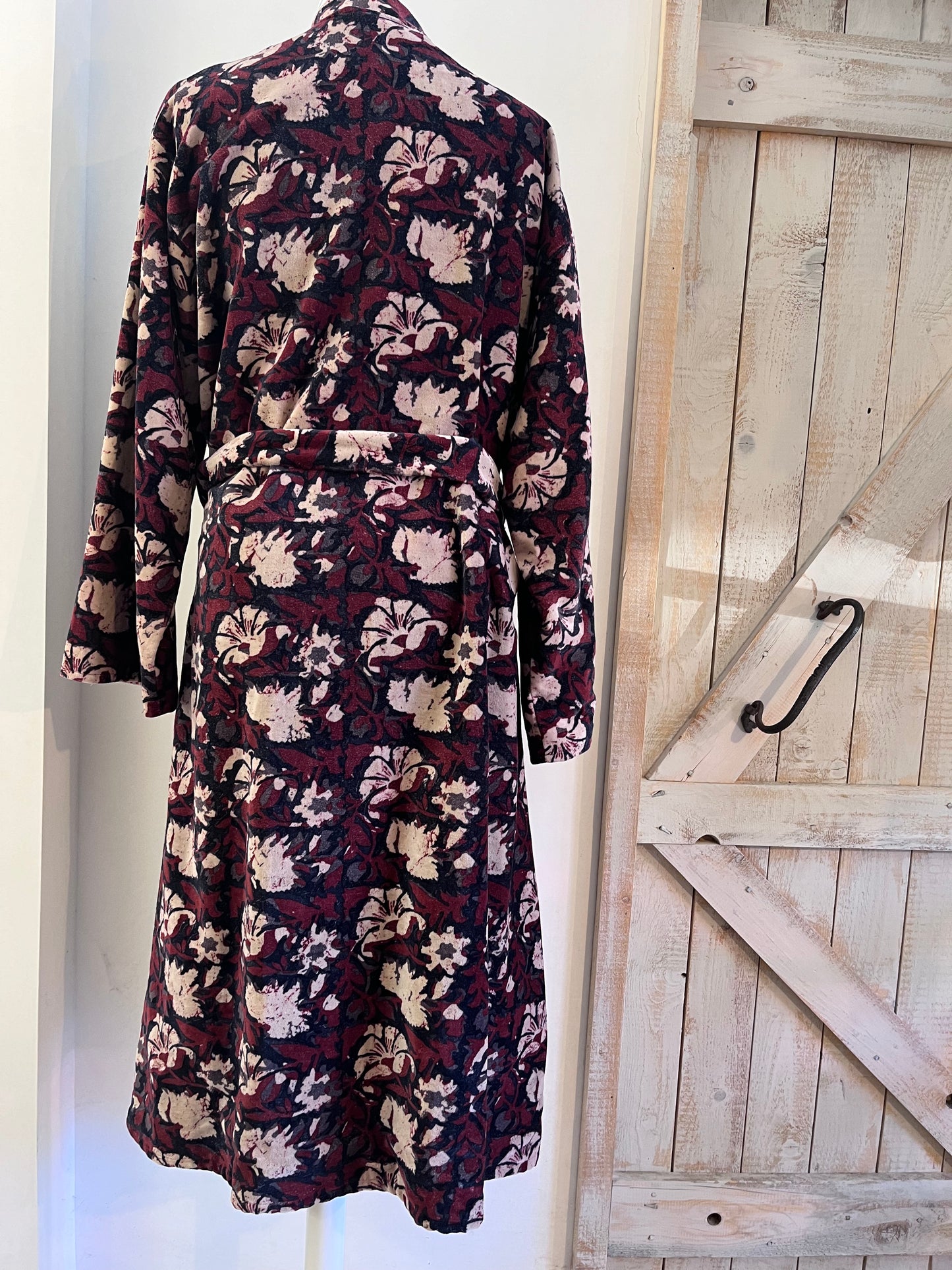 Velvet dressing gown with belt