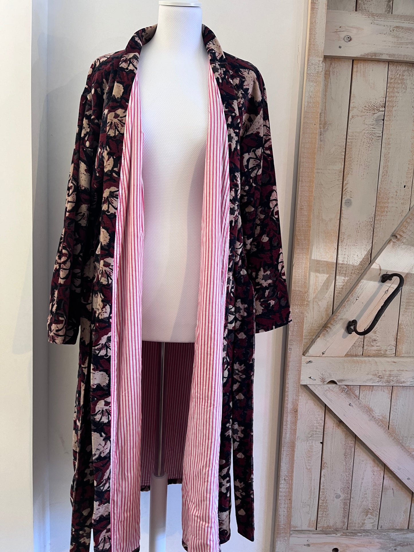 Velvet dressing gown with belt