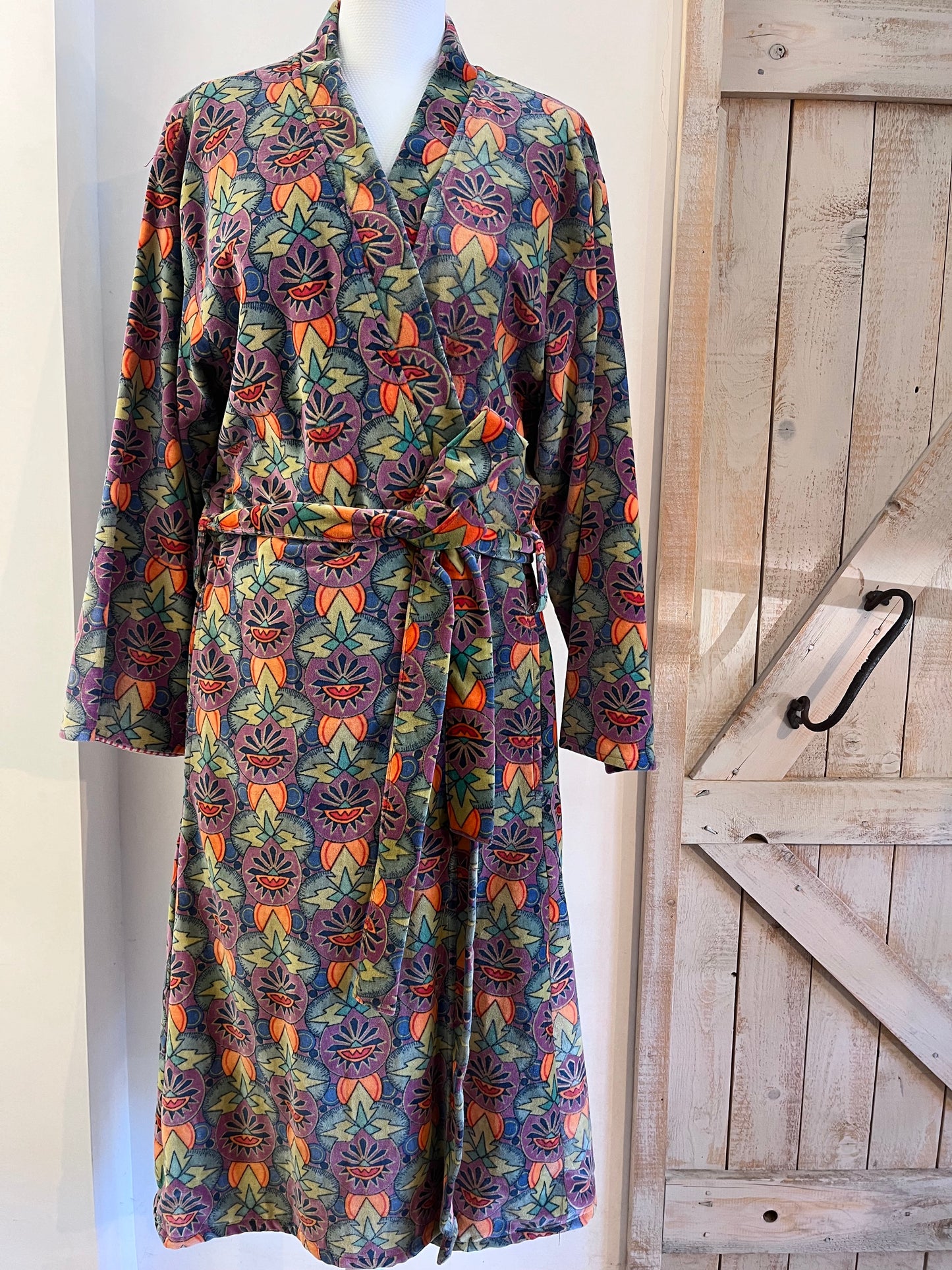 Velvet dressing gown with belt