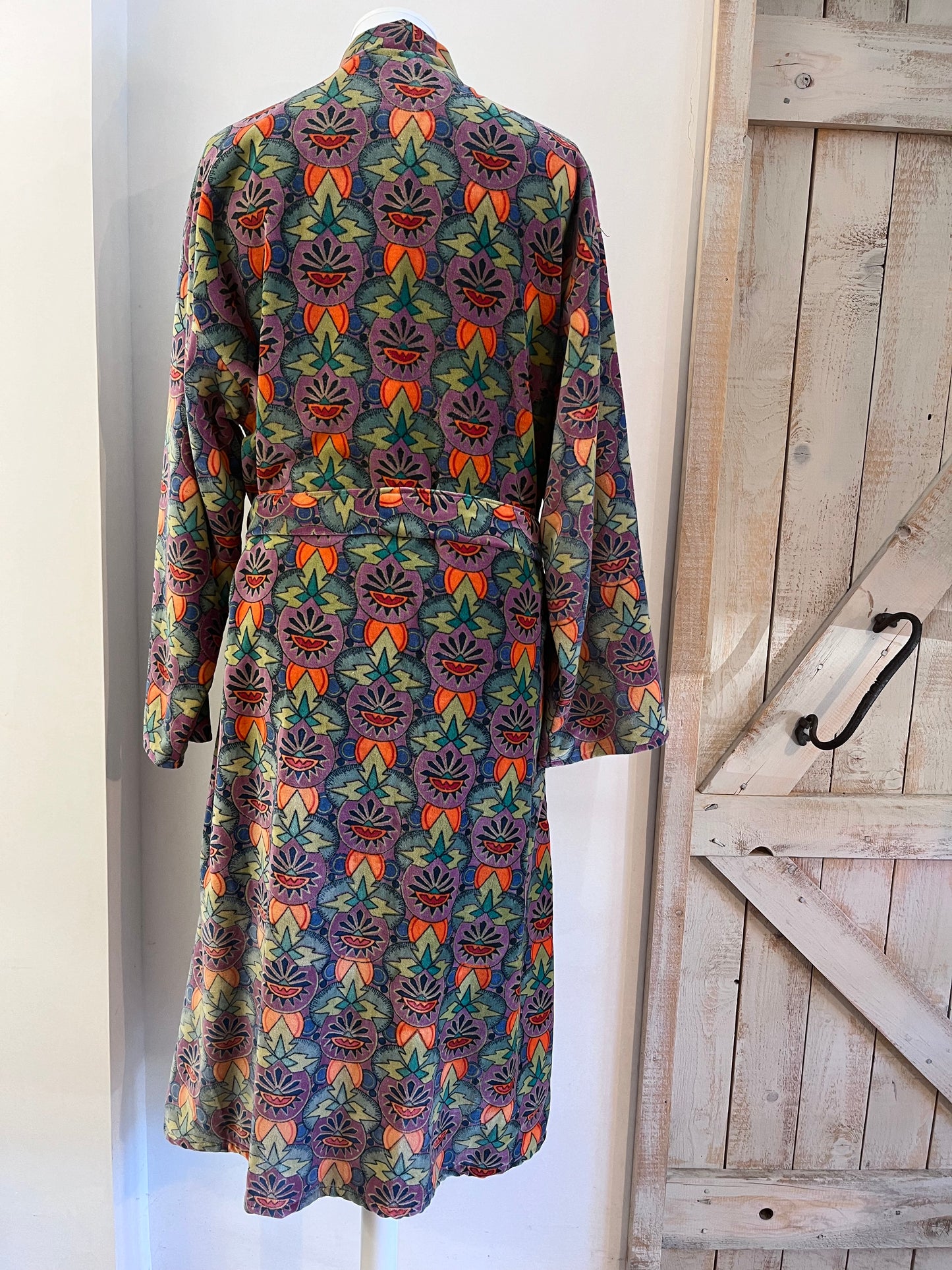 Velvet dressing gown with belt