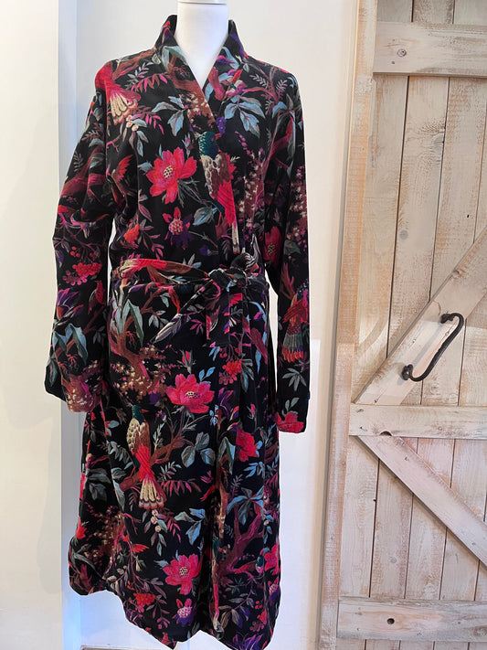 Velvet dressing gown with belt