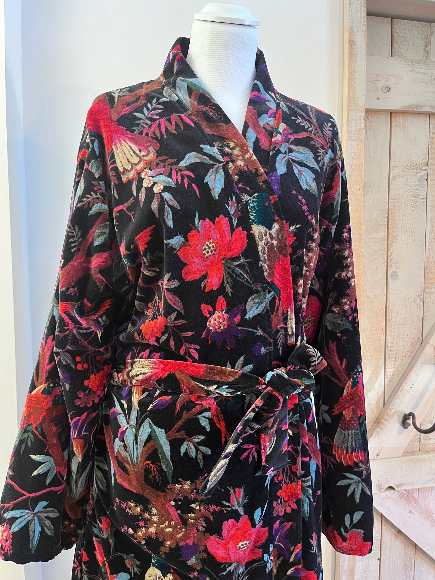 Velvet dressing gown with belt