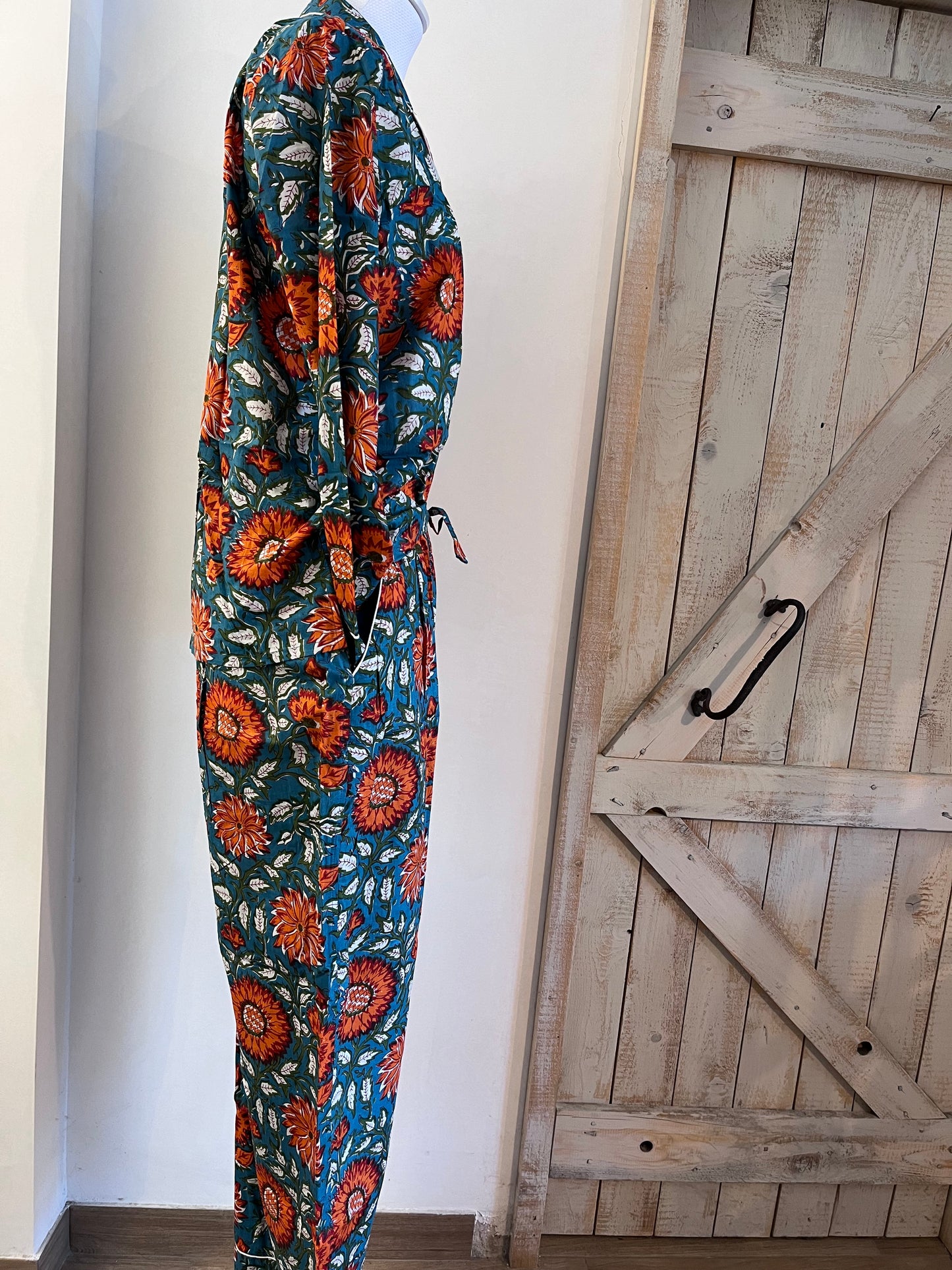 Hand-Printed cotton pajamas