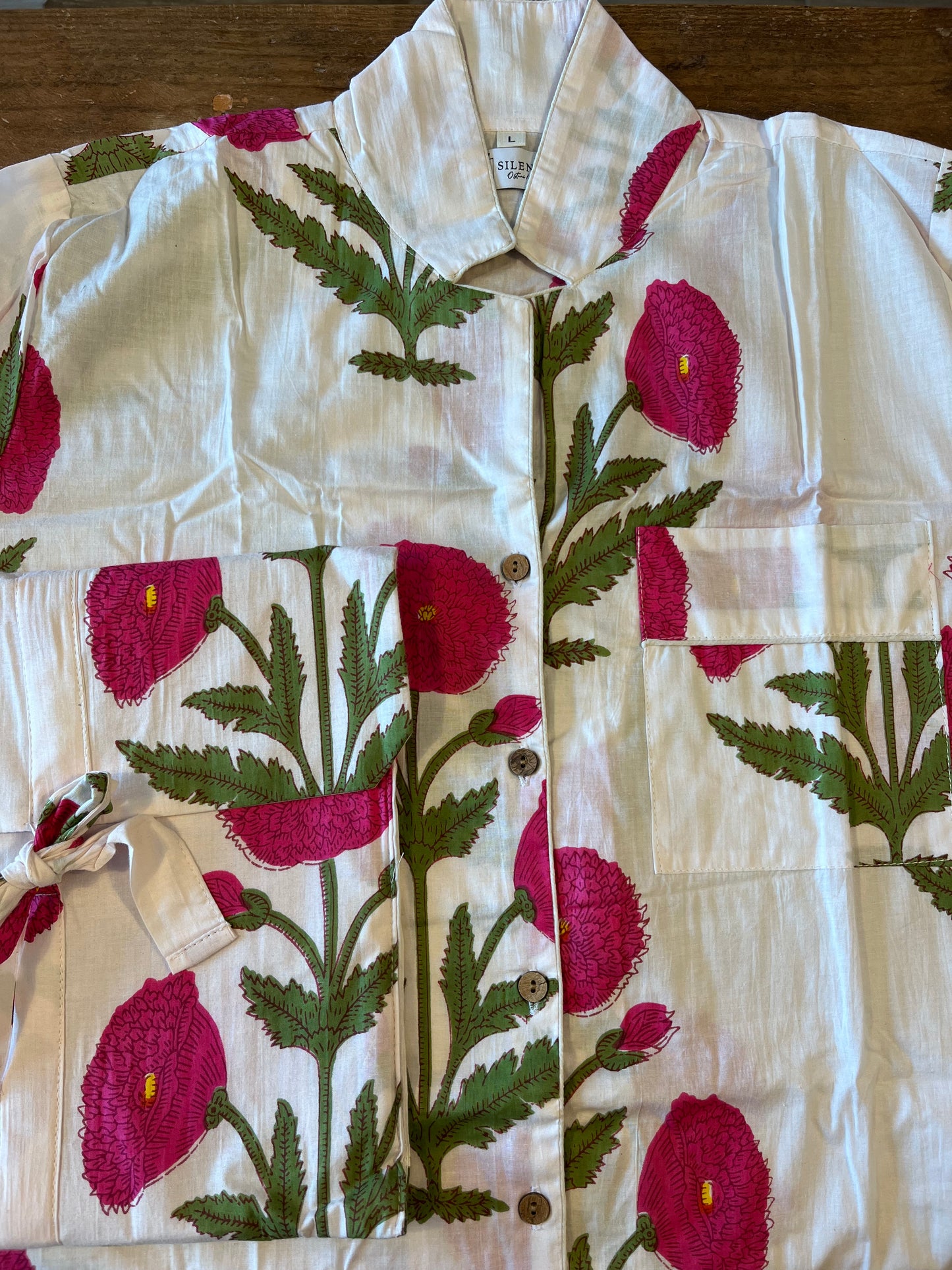 Hand-printed cotton pajamas