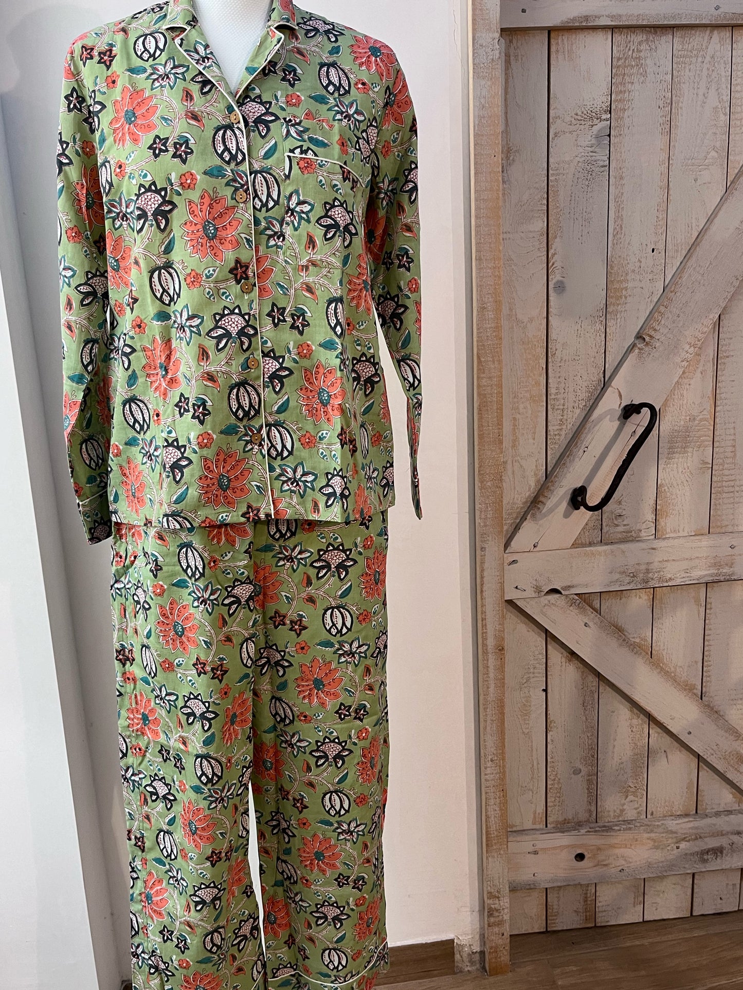 Hand-Printed cotton pajamas