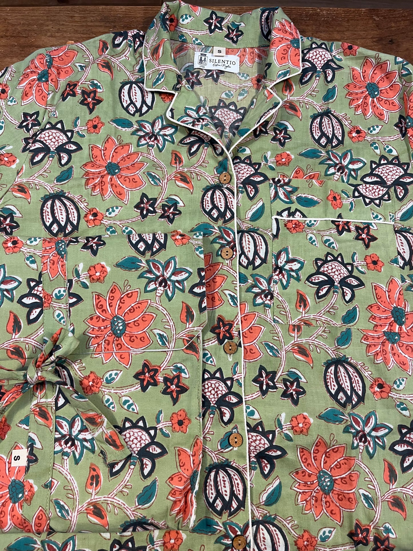 Hand-Printed cotton pajamas